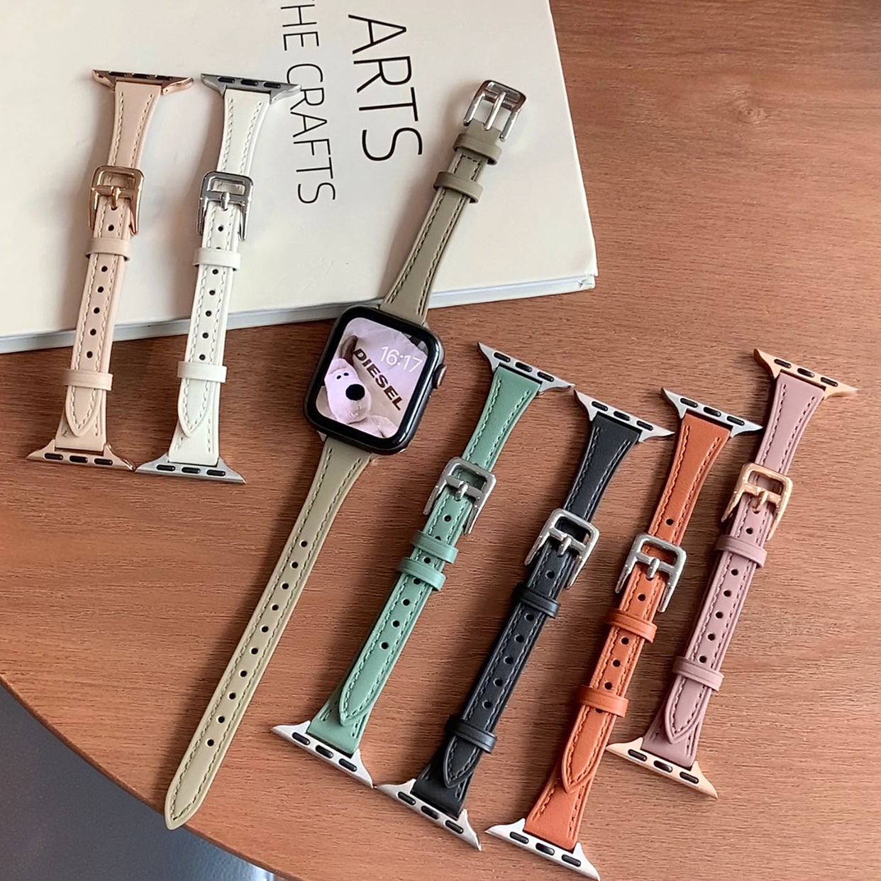 适用于苹果手表真皮针扣表带