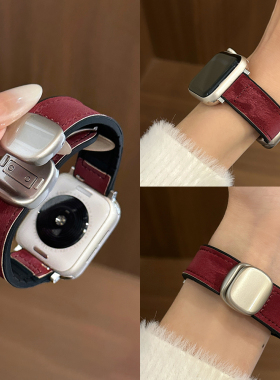 适用苹果applewatch手表表带11红色10新款女款iwatch专用替换腕带