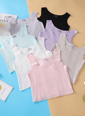 女童短款内衣女发育期莫代尔背心2026新款儿童小学生内衬吊带灰色