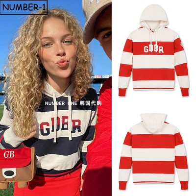 韩国代购golden bear高尔夫球服26年女春季徽标图案连帽长袖毛衣