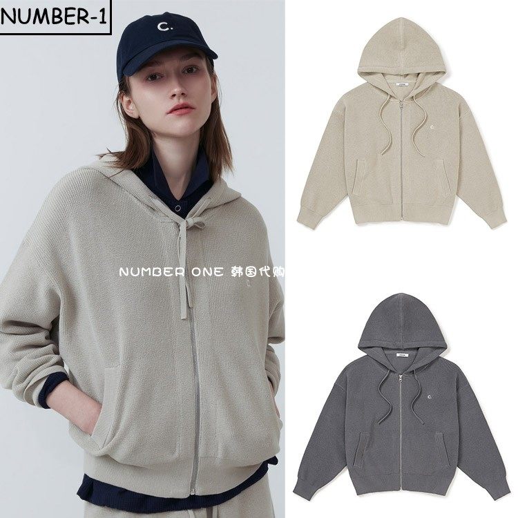 韩国代购CLOVE高尔夫球服25年女款春季简约纯色休闲针织连帽衫