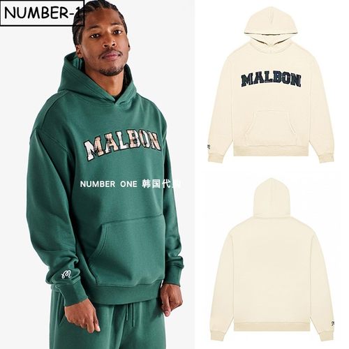 韩国代购malbon高尔夫球服26年男春纯色徽标口袋连帽长袖套头上衣