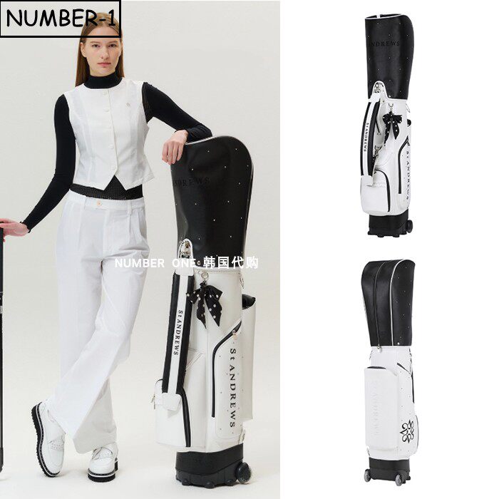 韩国代购st andrews高尔夫球包26年女春可拆卸围巾装饰拉杆球童包