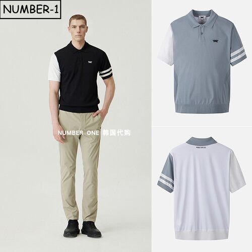 韩国代购pxg高尔夫球服26年男夏徽标半纽扣翻领针织短袖T恤polo衫
