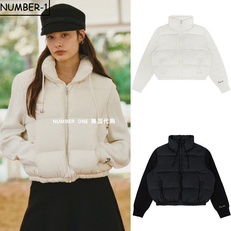 韩国代购pivvee高尔夫球服25年女款冬季纯色加厚保暖混合羽绒外套