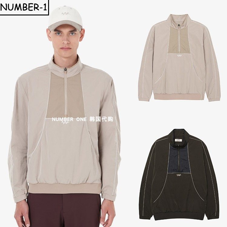 韩国代购APC高尔夫球服25年男款秋冬防风百搭保暖轻质半拉链长袖