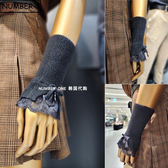 韩国代购st andrews高尔夫配饰25年女秋纯色徽标羊绒蕾丝针织手套