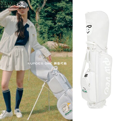 韩国代购pivvee高尔夫球包24年男女款简约笑脸轻便支架包golf球包