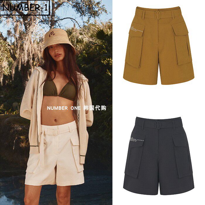 韩国代购malbon高尔夫球服26年女夏季纯色徽标侧口袋运动裤半身裤