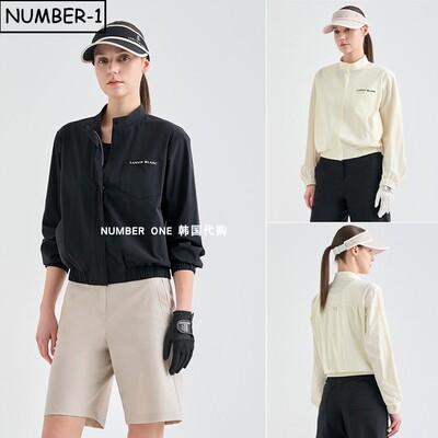 韩国代购高尔夫球服26年女春季纯色字母徽标刺绣口袋长袖拉链上衣