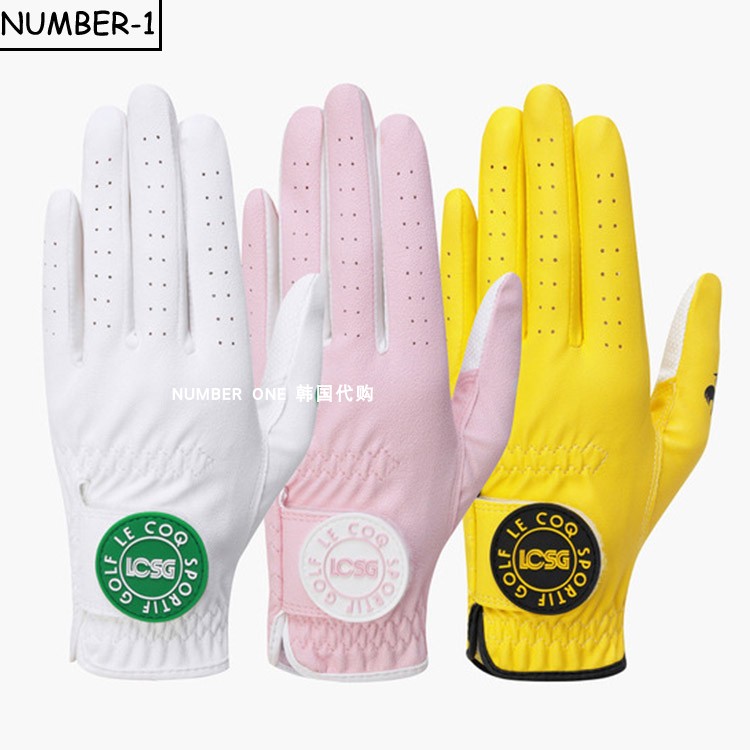 韩国代购LE COQ高尔夫手套25年男女透气舒适柔软户外运动五指手套
