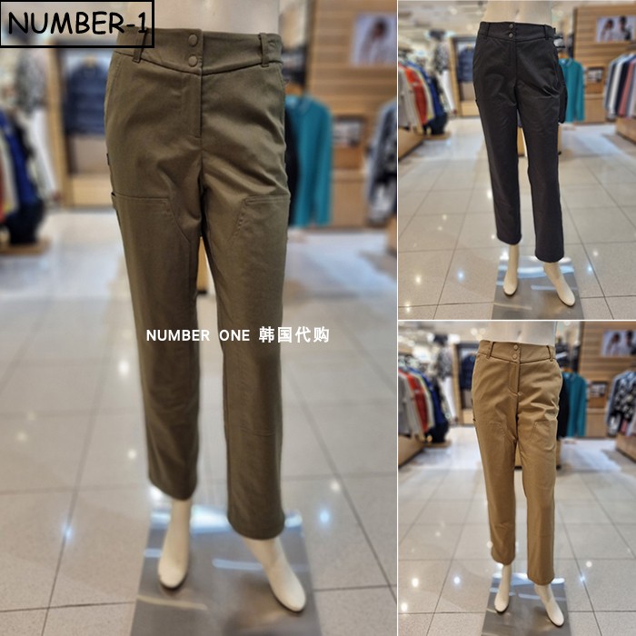 韩国代购pearly gates高尔夫球服25年女冬微笑徽标侧口袋拉绒长裤