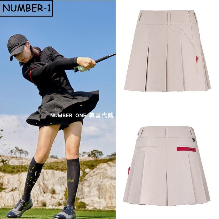 韩国代购titleist高尔夫球服26年女春夏纯色侧拉链口袋褶皱裙短裙