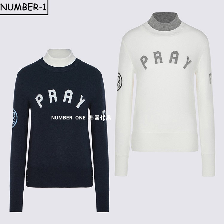 韩国代购GFORE高尔夫球服25年女款时尚字母加厚保暖长袖上衣