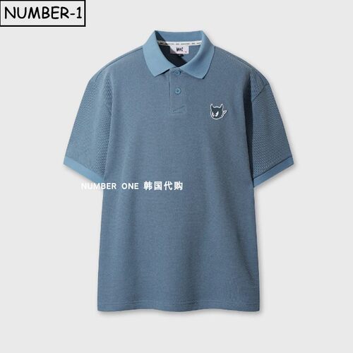 韩国代购waac高尔夫球服26年男夏季徽标半纽扣翻领短袖T恤polo衫