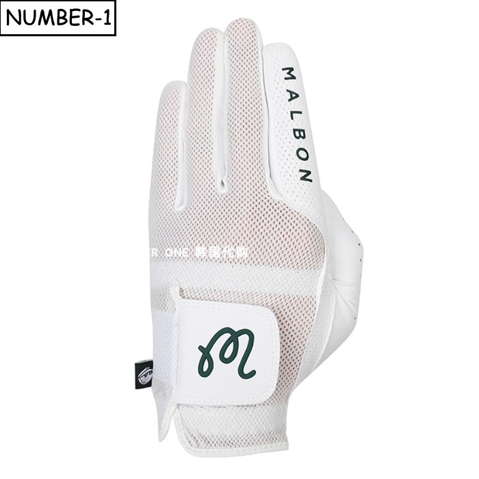 韩国代购malbon高尔夫手套25年男秋纯色徽标符号网眼透气左手手套