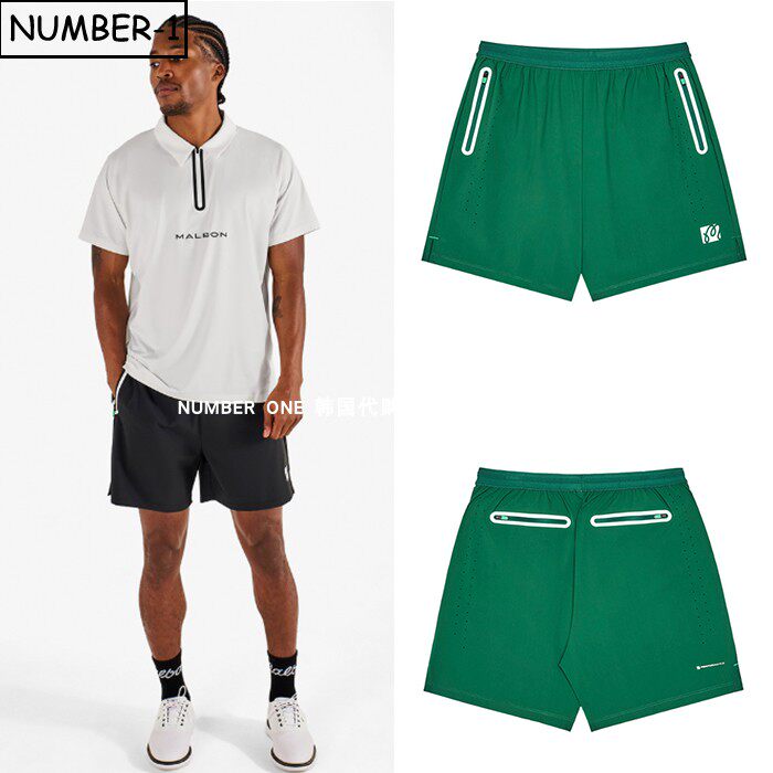 韩国代购malbon高尔夫球服26年男春徽标符号侧拉链口袋运动裤短裤