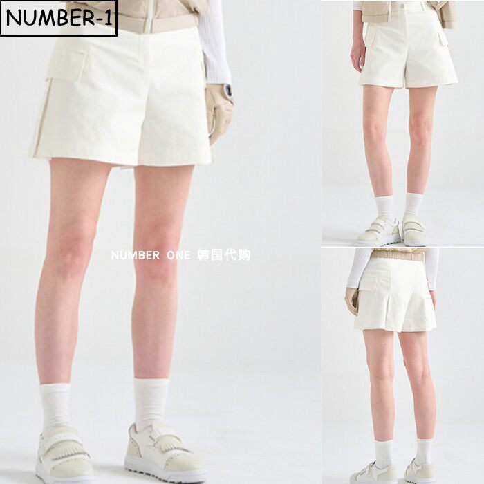韩国代购高尔夫球服26年女夏季纯色徽标翻盖口袋防渗透运动裤短裤