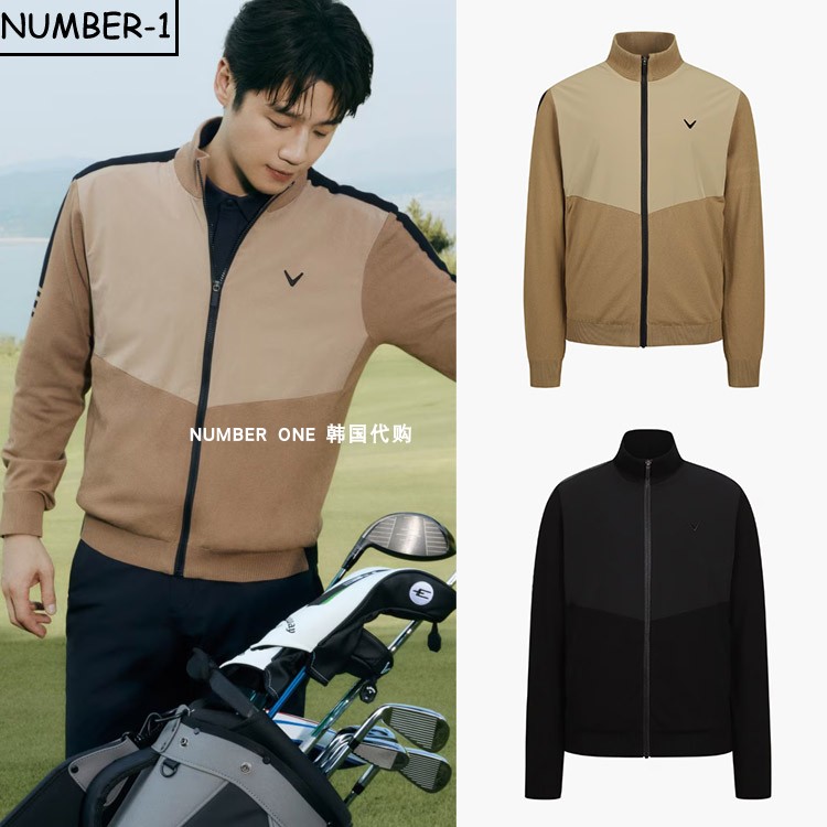 韩国代购CALLAWAY高尔夫球服25年男冬加厚保暖纯色防风拉链外套