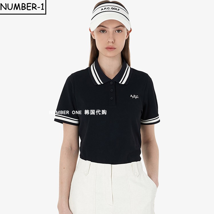 韩国代购APC高尔夫球服25年女夏透气舒适户外运动POLO短袖上衣