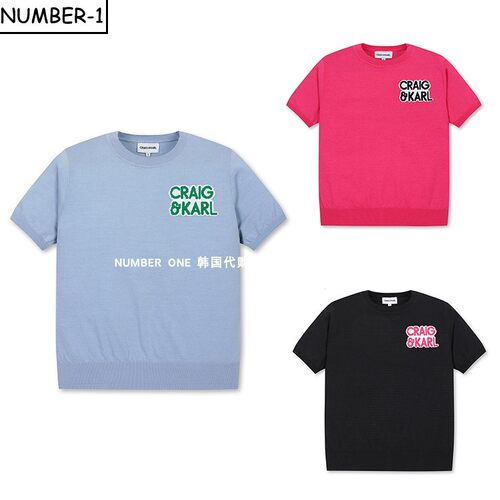 韩国代购CRAIG&KARL高尔夫球服26年女款夏季时尚字母半袖T恤上衣