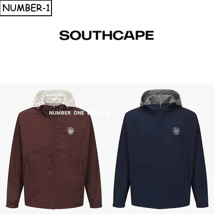 韩国代购southcape高尔夫球服26年男秋徽标拉链口袋连帽长袖上衣