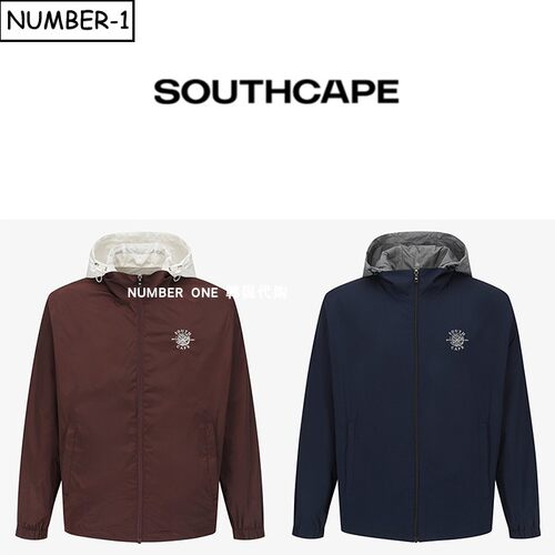 韩国代购southcape高尔夫球服26年男秋徽标拉链口袋连帽长袖上衣