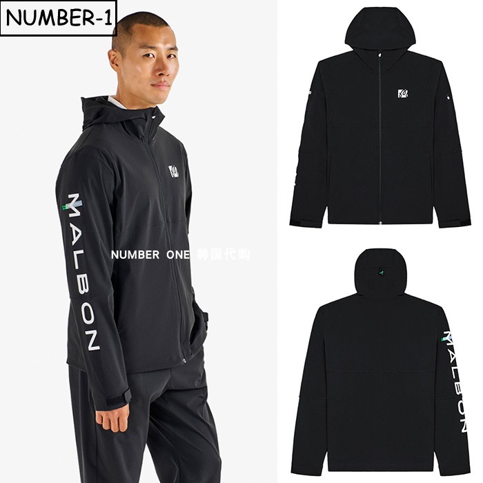 韩国代购malbon高尔夫球服25年男秋徽标符号全拉链连帽长袖夹克衫