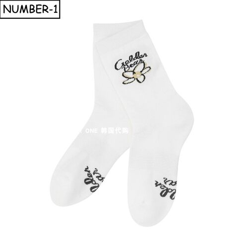 韩国代购golden bear高尔夫球袜26年女夏徽标花朵图案中领袜球袜