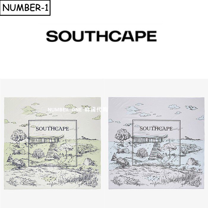韩国代购southcape高尔夫配饰26年女夏拼色徽标印花图案凉感围巾