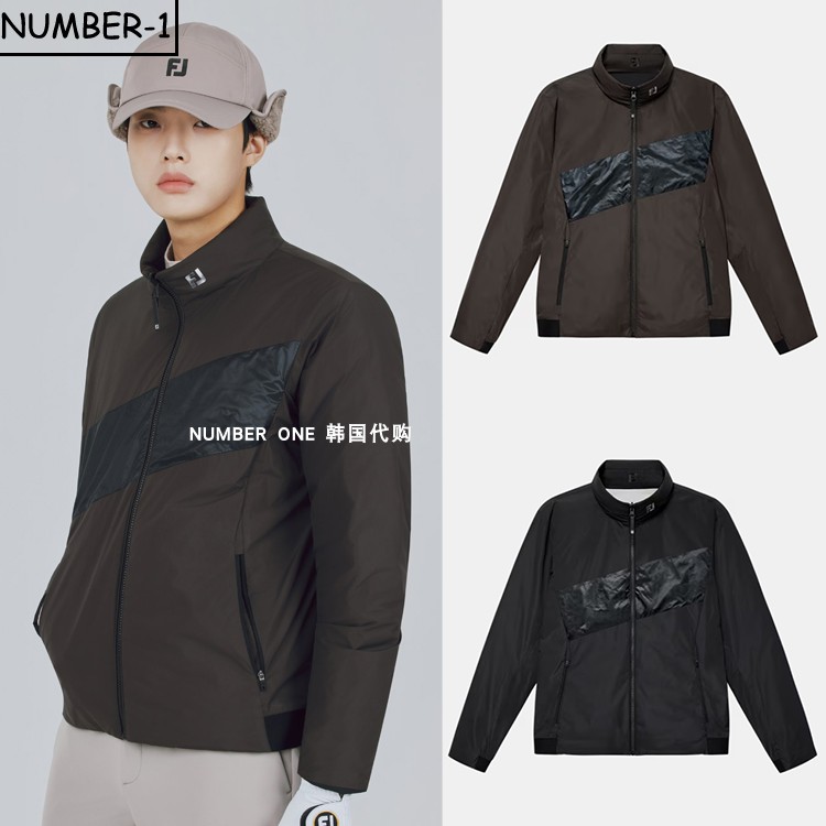 韩国代购FJ高尔夫球服25年男款冬季简约纯色轻质百搭保暖拉链外套