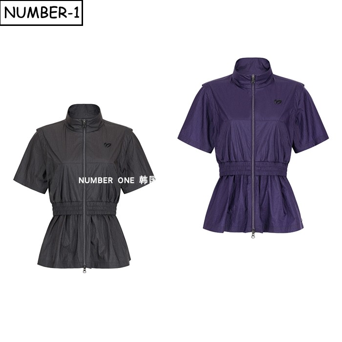 韩国代购master bunny高尔夫球服26年女秋纯色徽标小高领短袖T恤