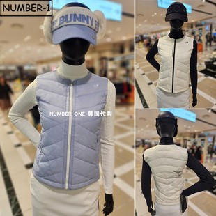 韩国代购master bunny高尔夫球服25年女冬季徽标拉链口袋羽绒马甲