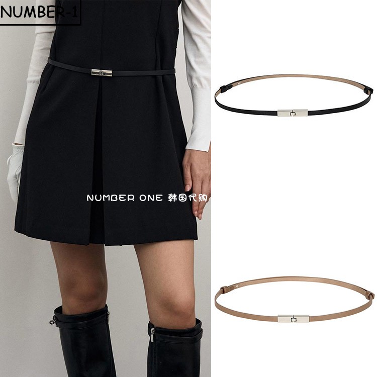 韩国代购ANELL高尔夫配饰24年女款柔软舒适纯色百搭细款皮带腰带