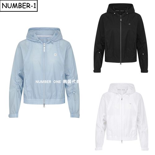 韩国代购pearly gates高尔夫球服26年女夏季微笑徽标凉感连帽上衣