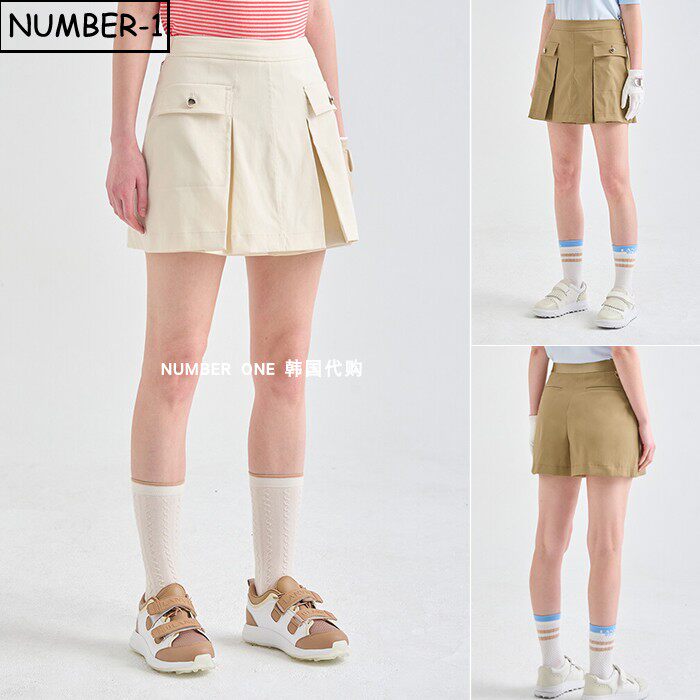 韩国代购高尔夫球服26年女夏纯色徽标口袋侧拉链运动裤短裤休闲裤