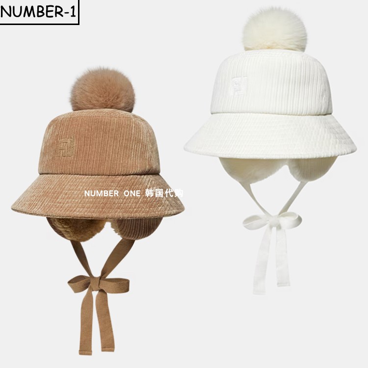 韩国代购FJ高尔夫球服25年女款冬季加厚保暖时尚毛球帽子球帽