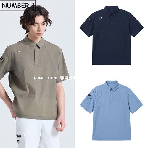 韩国代购challenger高尔夫球服26年男夏季徽标半纽扣翻领短袖T恤