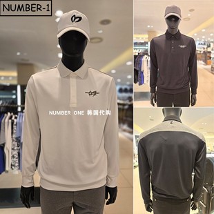 T恤 bunny高尔夫球服25年男秋徽标半纽扣翻领长袖 韩国代购 master