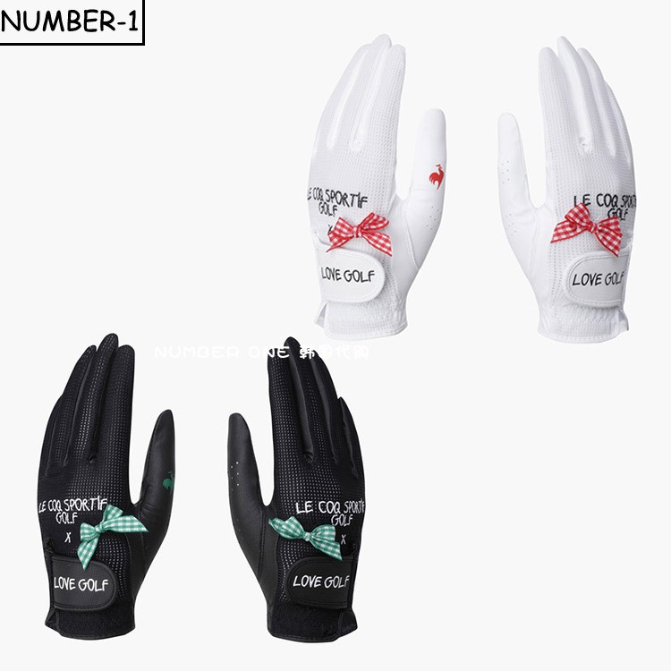 韩国代购LE COQ高尔夫手套25年女款个性蝴蝶结柔软运动五指手套