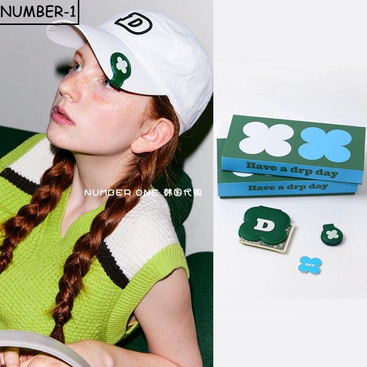 韩国代购DROPDROPDROP高尔夫配饰23年新款ins花朵字母球标记帽夹