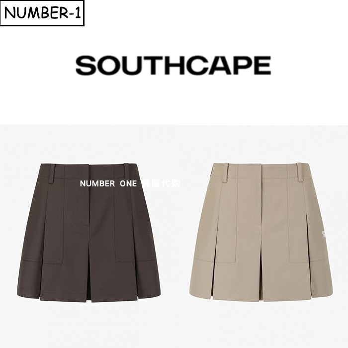 韩国代购southcape高尔夫球服26年女夏季纯色徽标图案侧口袋裙裤