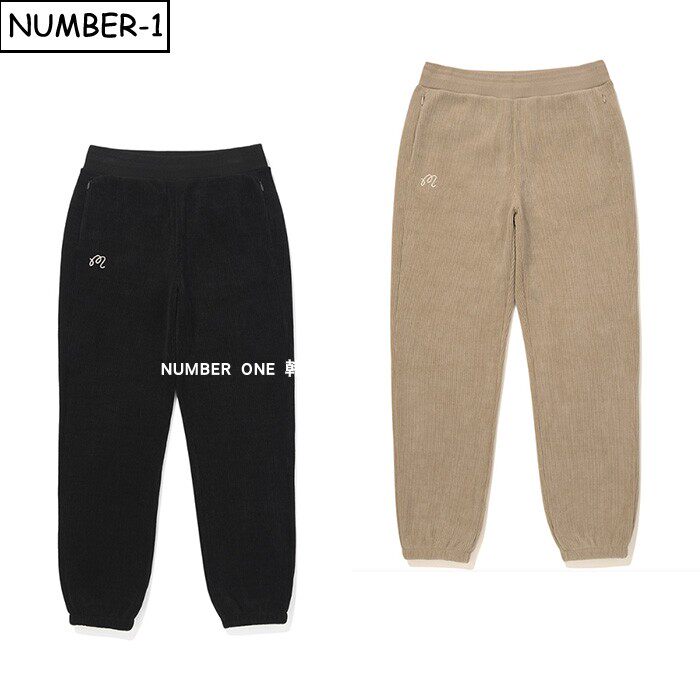 韩国代购malbon高尔夫球服25年女秋纯色徽标侧拉链口袋休闲裤长裤