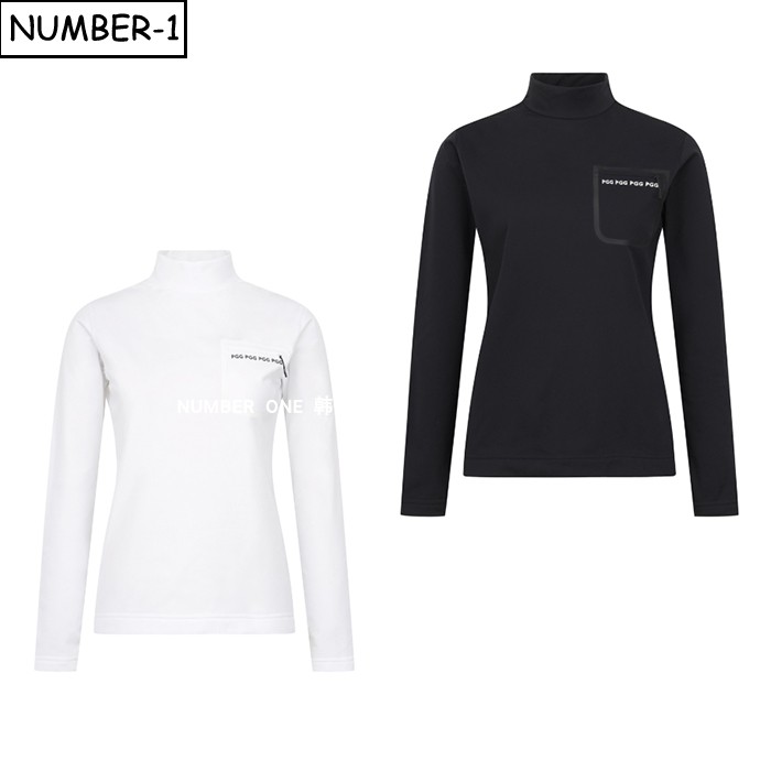 韩国代购pearly gates高尔夫球服25年女冬拉链口袋小高领拉绒上衣