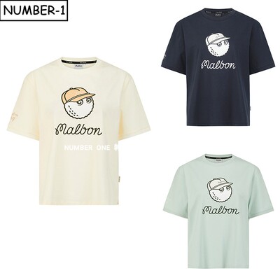 韩国代购malbon高尔夫球服26年女夏徽标图案轻盈干爽圆领短袖T恤