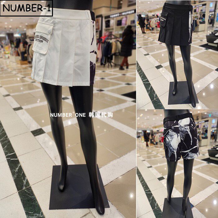 韩国代购master bunny高尔夫球服26年女春徽标口袋侧拉链褶皱短裤