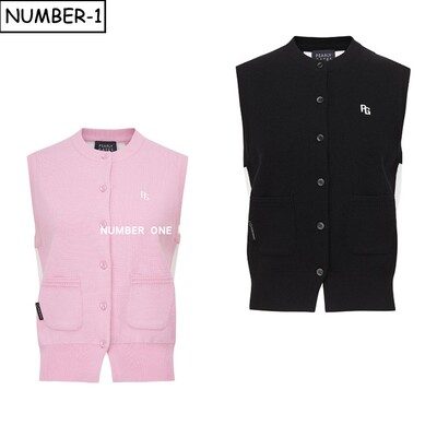 韩国代购pearly gates高尔夫球服26年女春季徽标口袋纽扣无袖背心