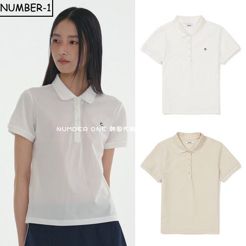 韩国代购CLOVE高尔夫球服24年女夏轻质柔软纯色golf翻领半袖上衣