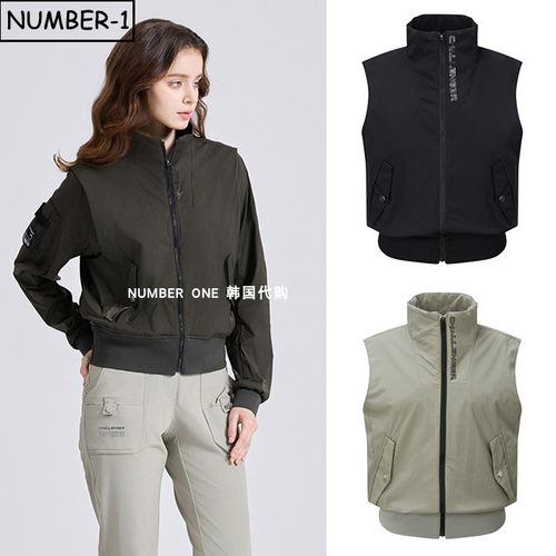 韩国代购challenger高尔夫球服25年女秋冬徽标拉链小高领无袖背心