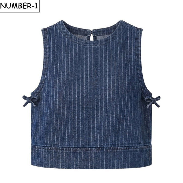 韩国代购pivvee高尔夫球服26年女款春季时尚个性叠穿牛仔马甲上衣